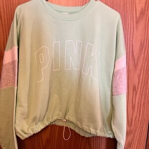 Victoria secret Green and Pink Cropped Sweatshirt